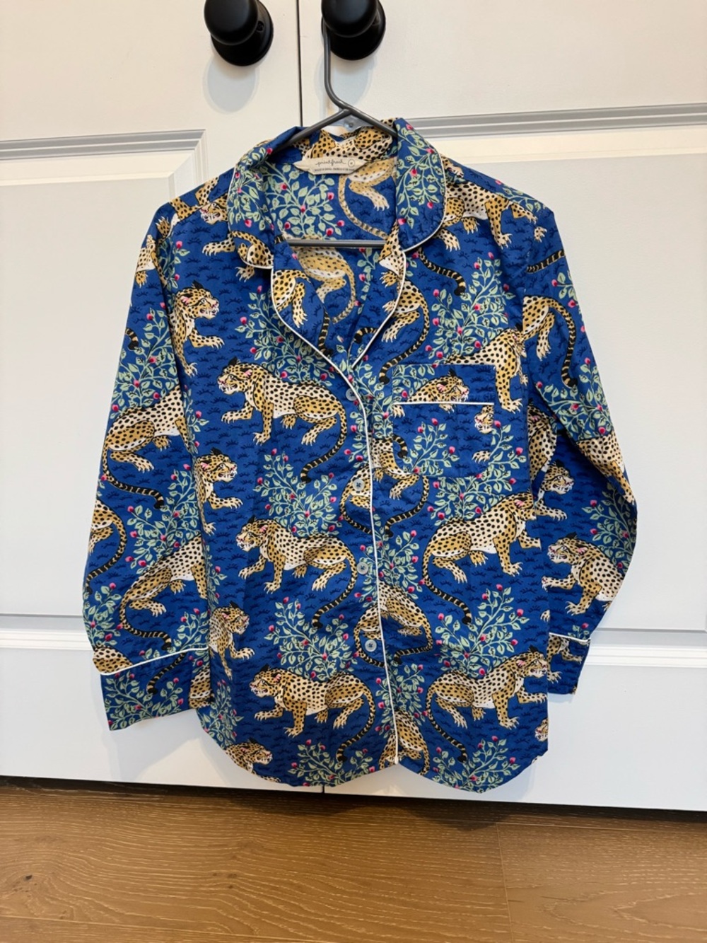 Printfresh Blue Leopard Print Cotton Pajama Top